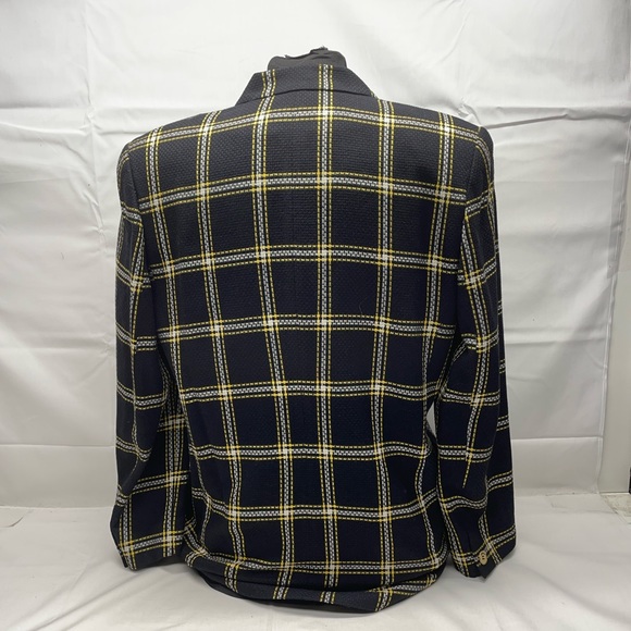 Miss Sophisticates by Pendleton Blazer Jacket Womens 14 Black Yellow Plaid Linen - Picture 6 of 8